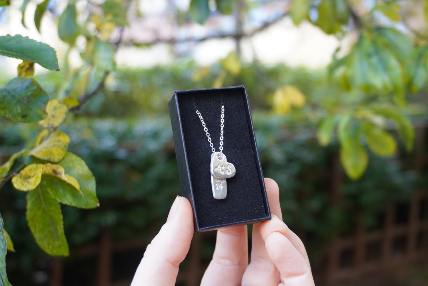 Engraved Initials, Silver Heart Pendant