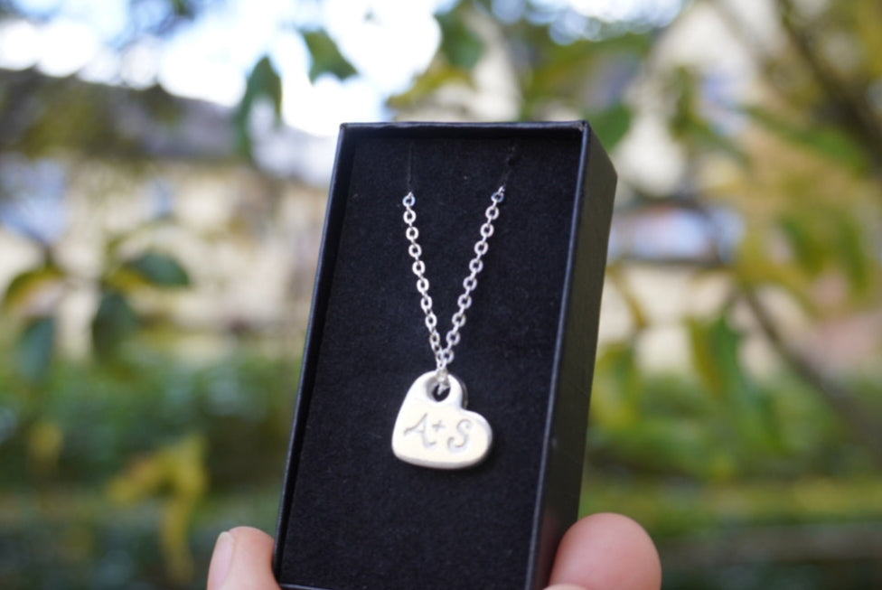 Engraved Initials, Silver Heart Pendant